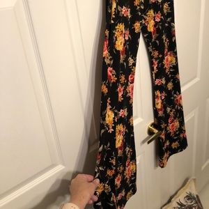 High waisted bell bottom knit pants